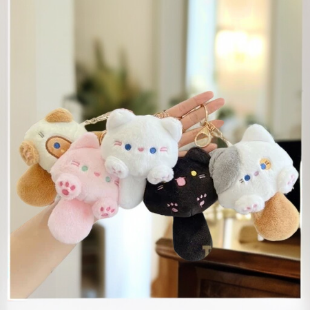 Katzenplanet Schlüsselanhänger Quietschende Plüsch-Katzenfigur
