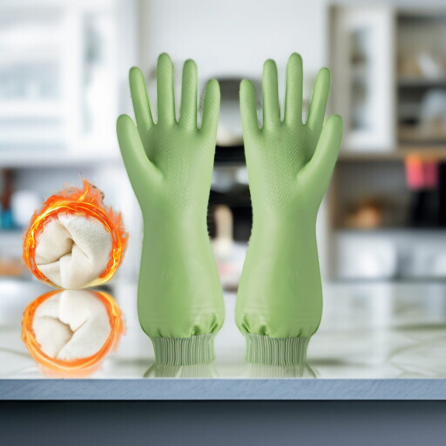 Women'S Dishwashing Gloves Household Gloves Thickened Waterproof Household Padded