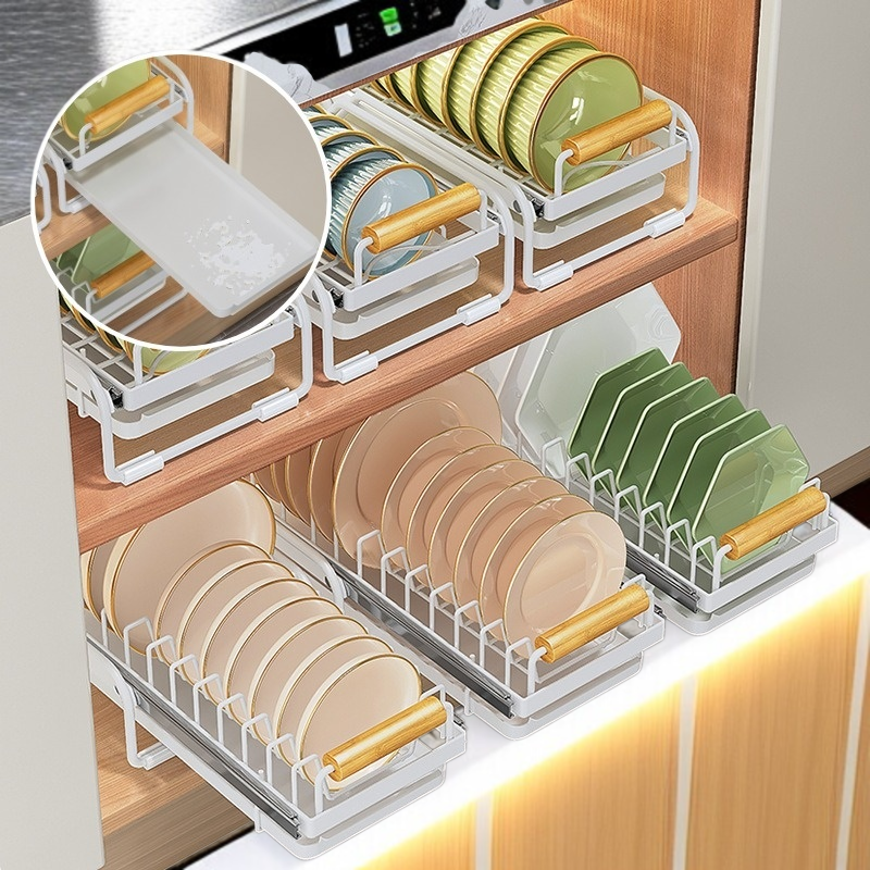 테이블 접시 선반 미끄럼 방지 물빠짐 선반 수납 바구니 주방 찬장