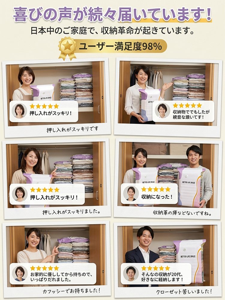 【家中まるごとスッキリ収納】ポンプ不要立体圧縮袋 
