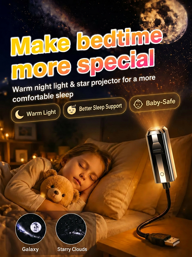 [Switch to a Starry Sky with a Single Click] Portable Starry Sky Projector