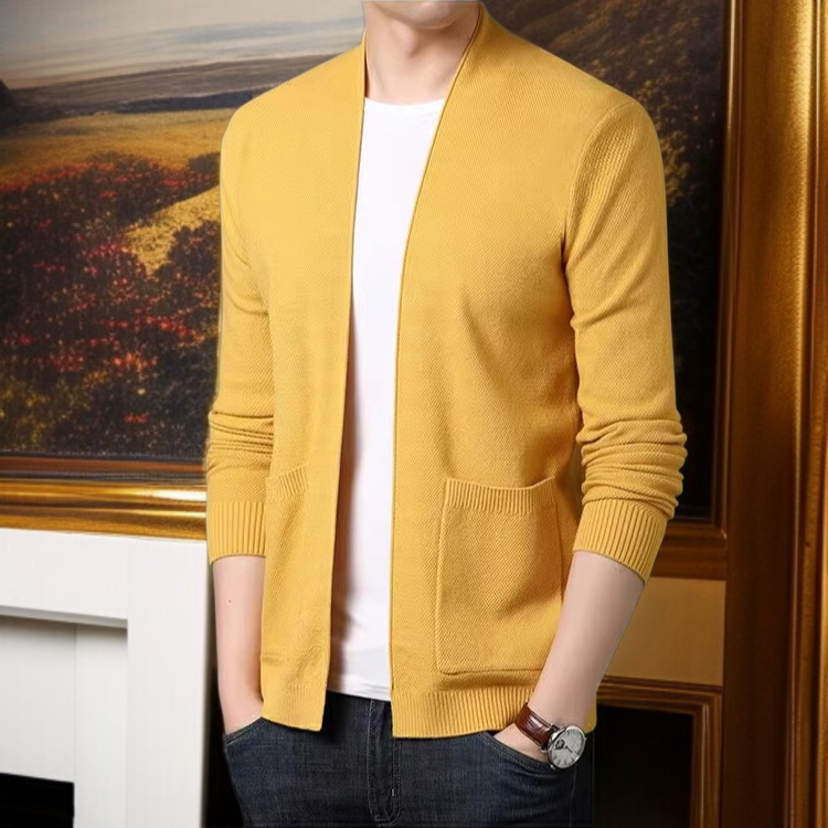 紳士用ソリッドニットコート 新作ウールカーディガン
