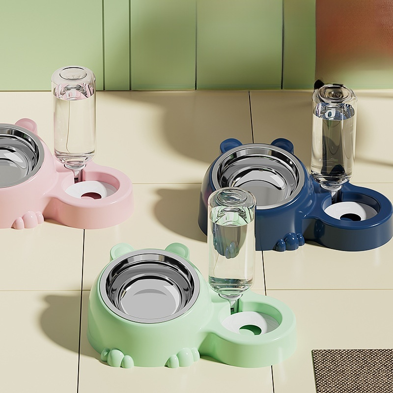 Double Bowl Pet Water and Food Bowl for Cats and Dogs