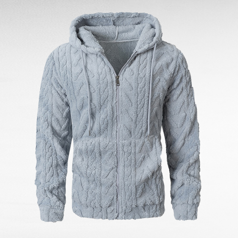 Männer Kapuzenjacke mit Fell, modischer Freizeit-Zip-Hoodie für Herbst und Winter