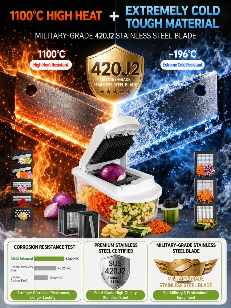 【420J2 Sharp Blade】15-in-1 Multifunctional Vegetable Cutter