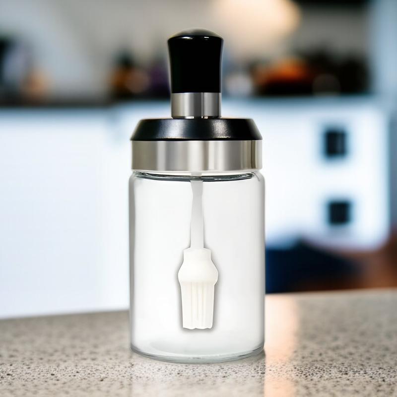 ขวดเครื่องปรุงแก้วพร้อมฝาช้อนในตัว สำหรับห้องครัว