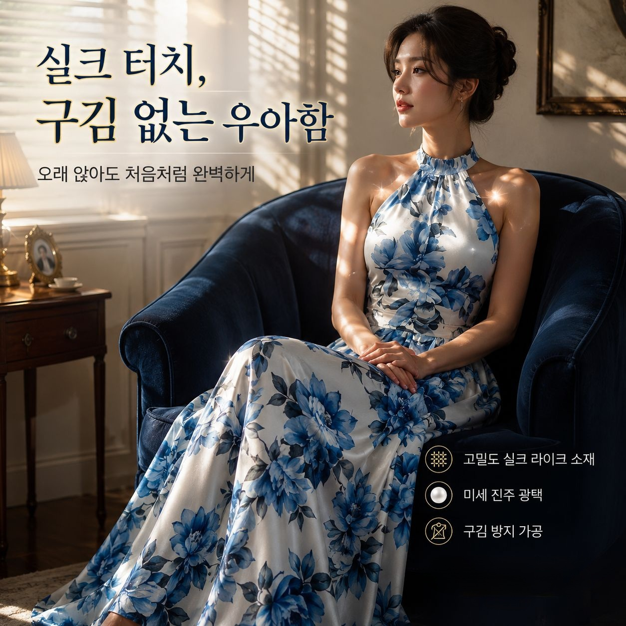 우아하고 섹시한 프린트 롱 플레어 원피스 여성