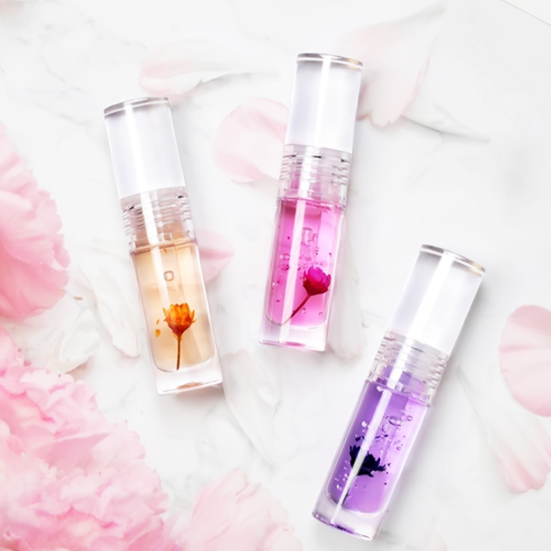 變色花卉潤唇油，日常透明潤色