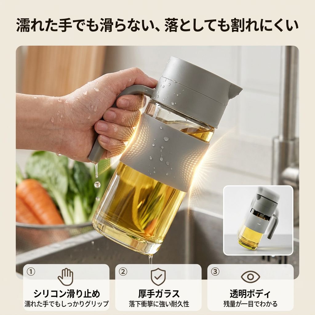 新型自動開閉オイルボトル調味料入れ