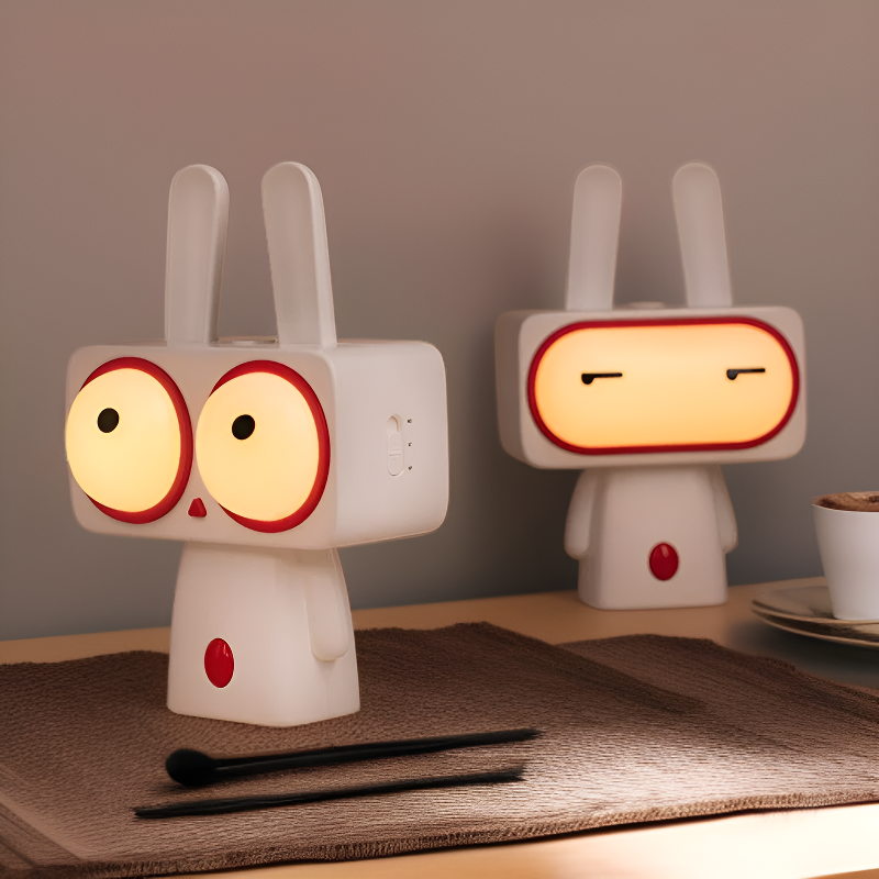 Adorable Rabbit Bedside Mood Light Timer Rechargeable Night Lamp Ornament