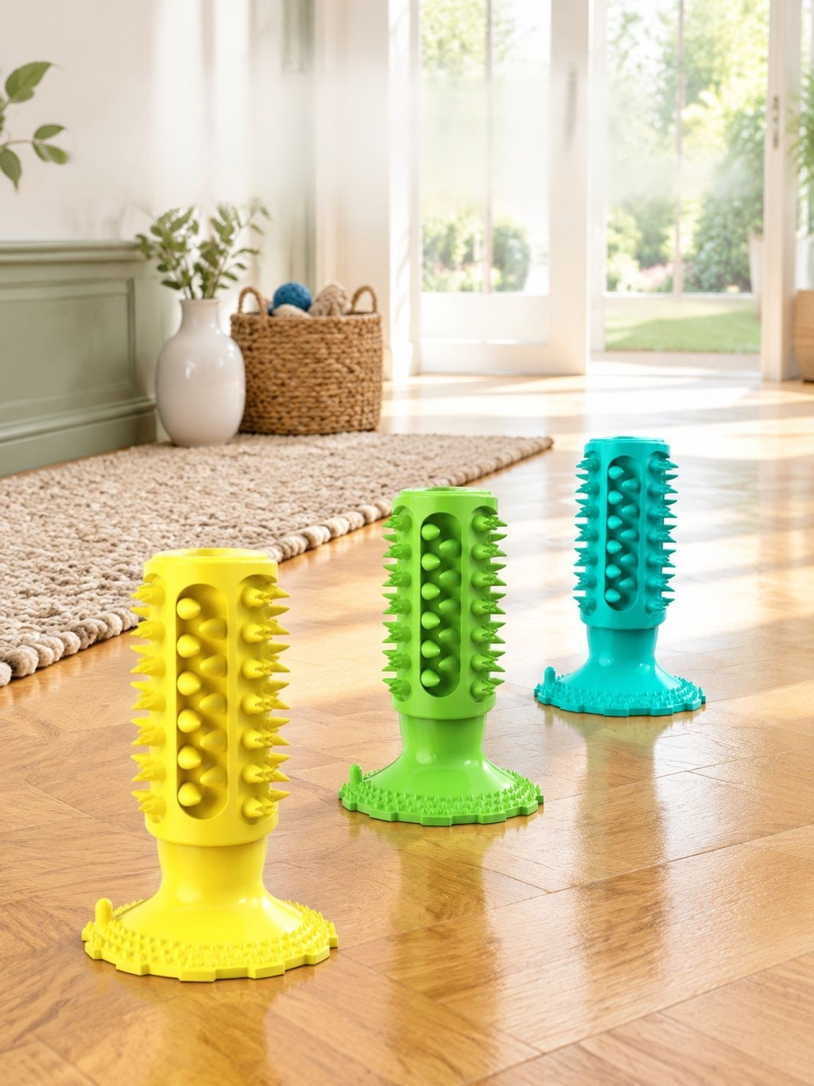 Pet Dog Suction Cup Squeaky Chew Stick, Durable Bite-Resistant Toy