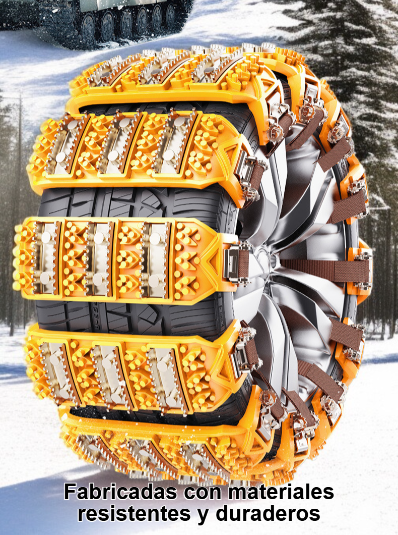 Cadenas de emergencia instaladas en neumático de coche