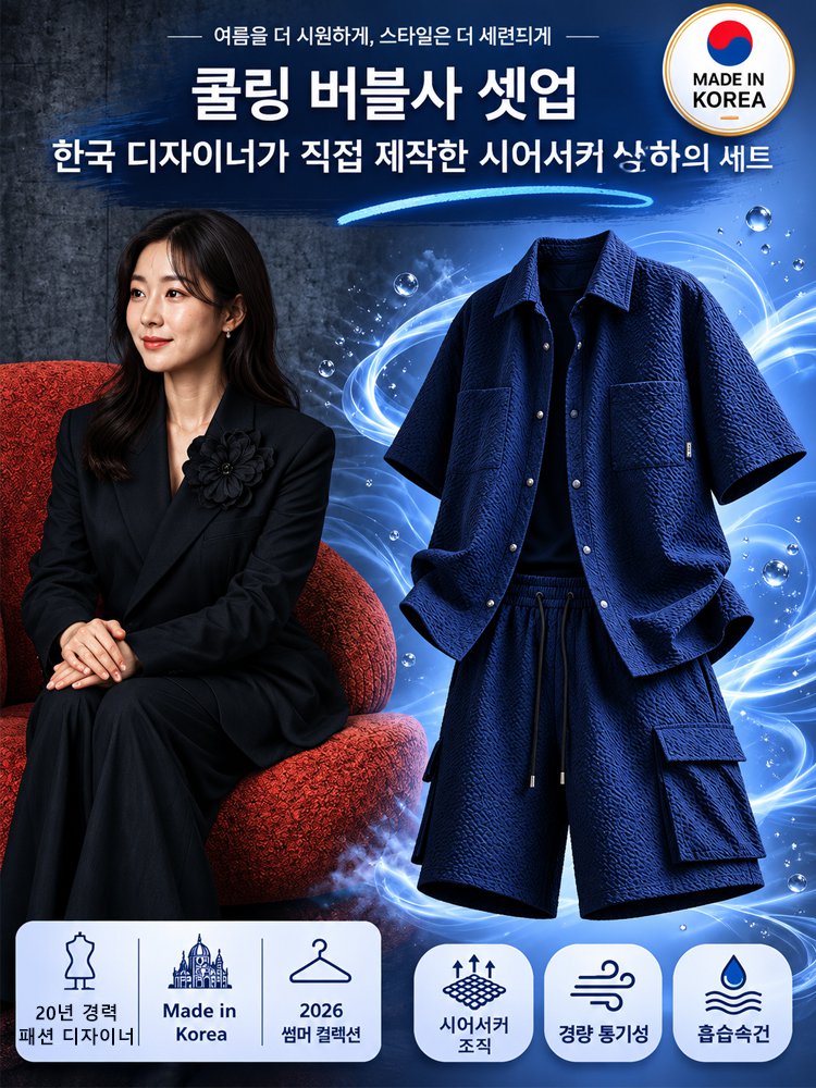 남성 시원한 시어서커 상하의 세트