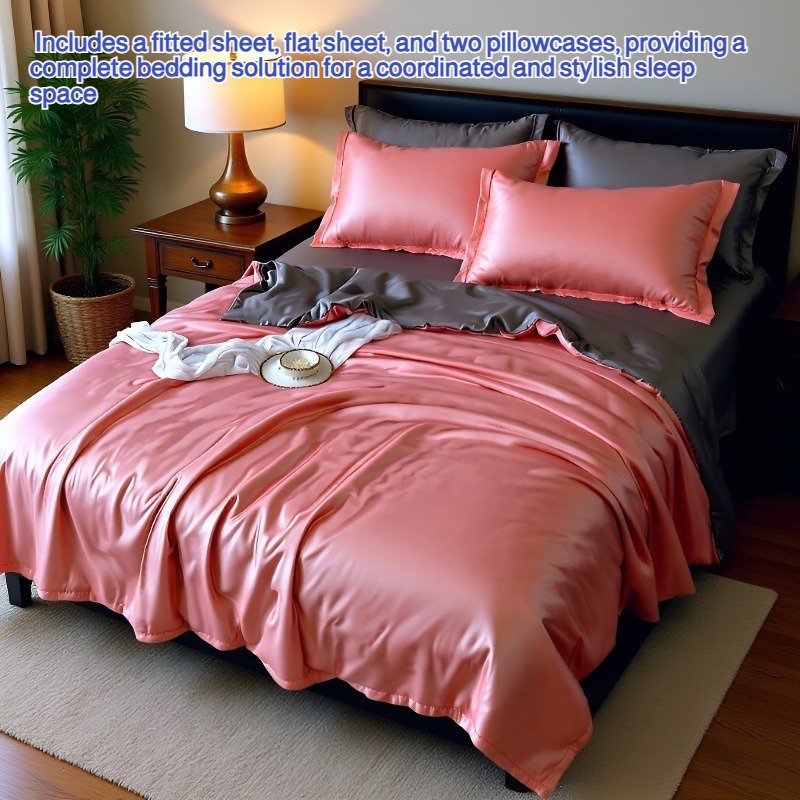 Solid color double-sided ice silk four-piece set