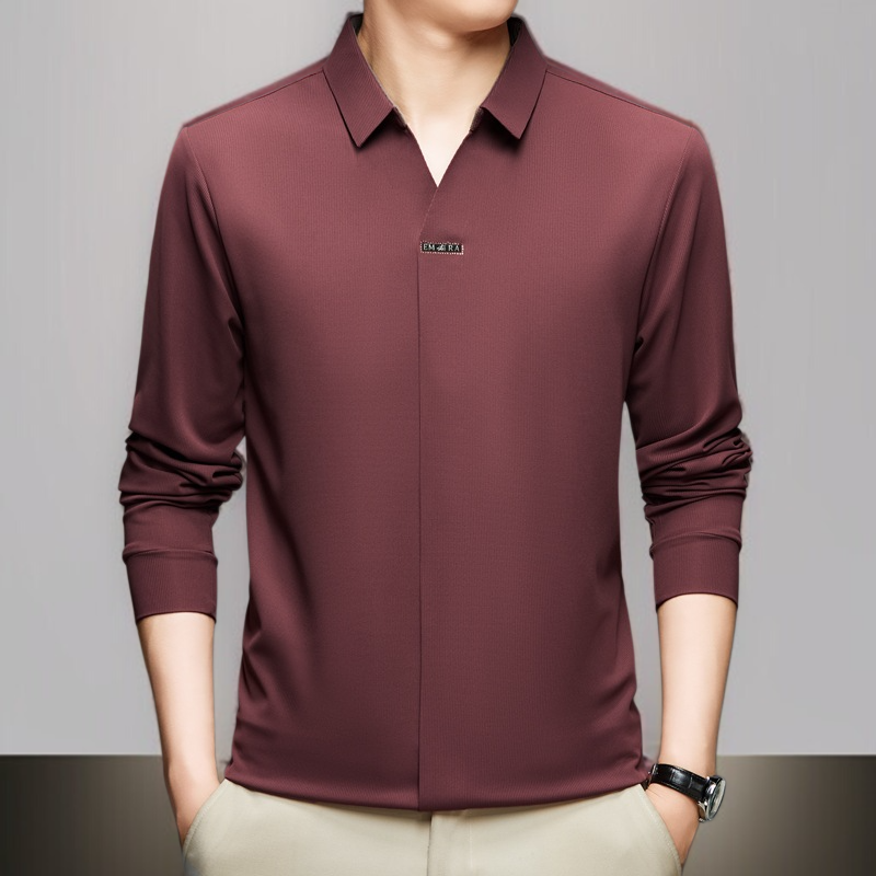 남성 비즈니스 캐주얼 티셔츠 남성 티셔츠 주름 방지 의류 무채색 캐주얼
