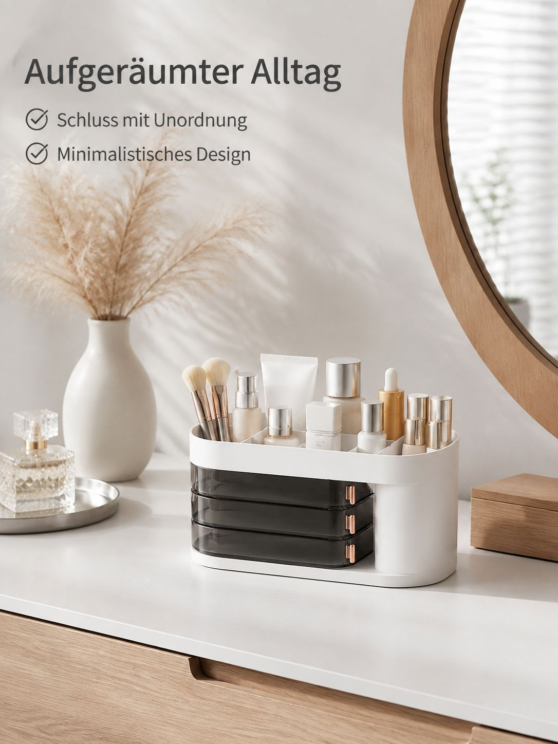 Multifunktionaler drehbarer Kosmetik-Organizer für den Schreibtisch in moderner Optik