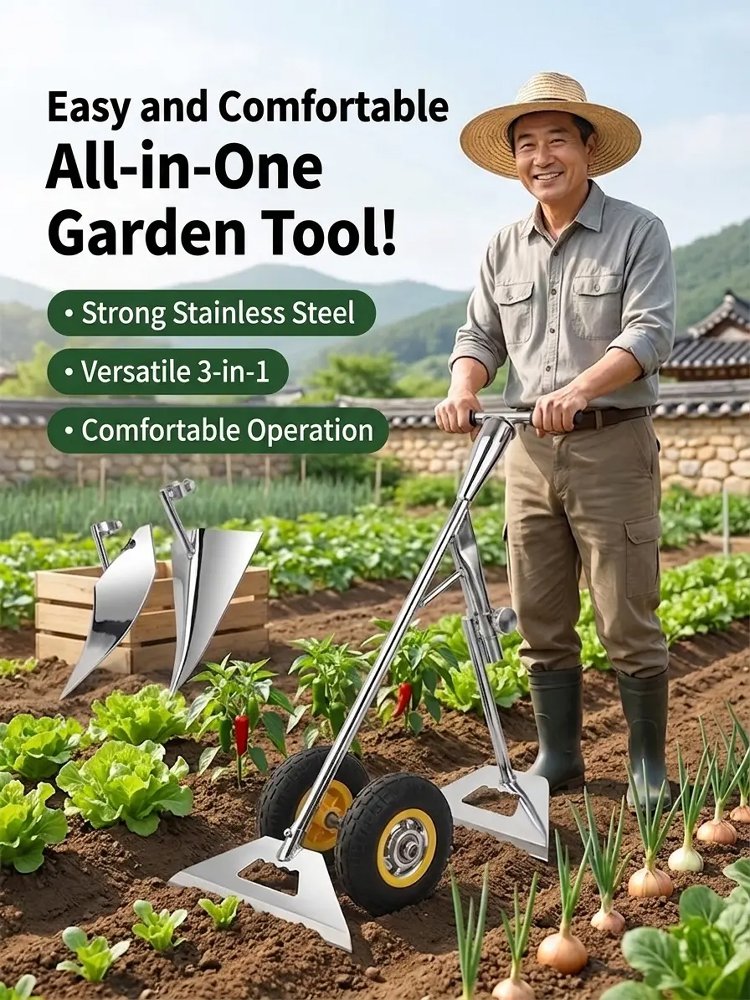 Agricultural 3-in-1 Weeding Tool, Soil Loosening and Ditching Hoe