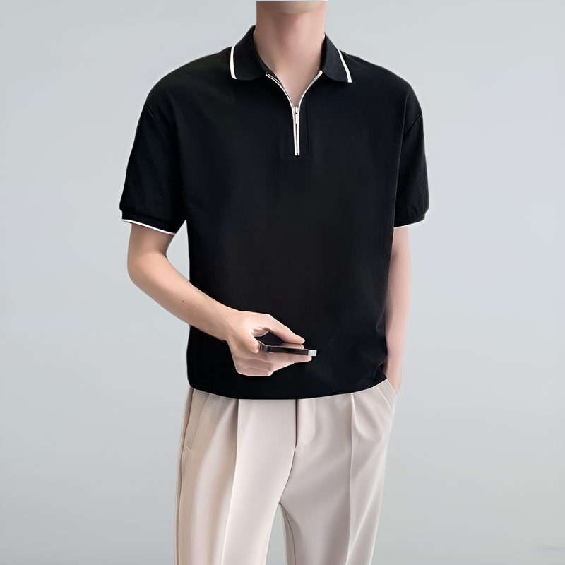 おしゃれ着やせ男装夏の新作開襟Tシャツトップス