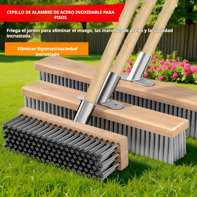 Cepillo de piso con cabezal grande de alambre de acero inoxidable