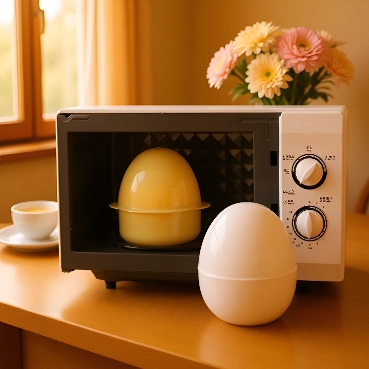 창의적인 4알 달걀 모양 전자레인지 계란 찜기