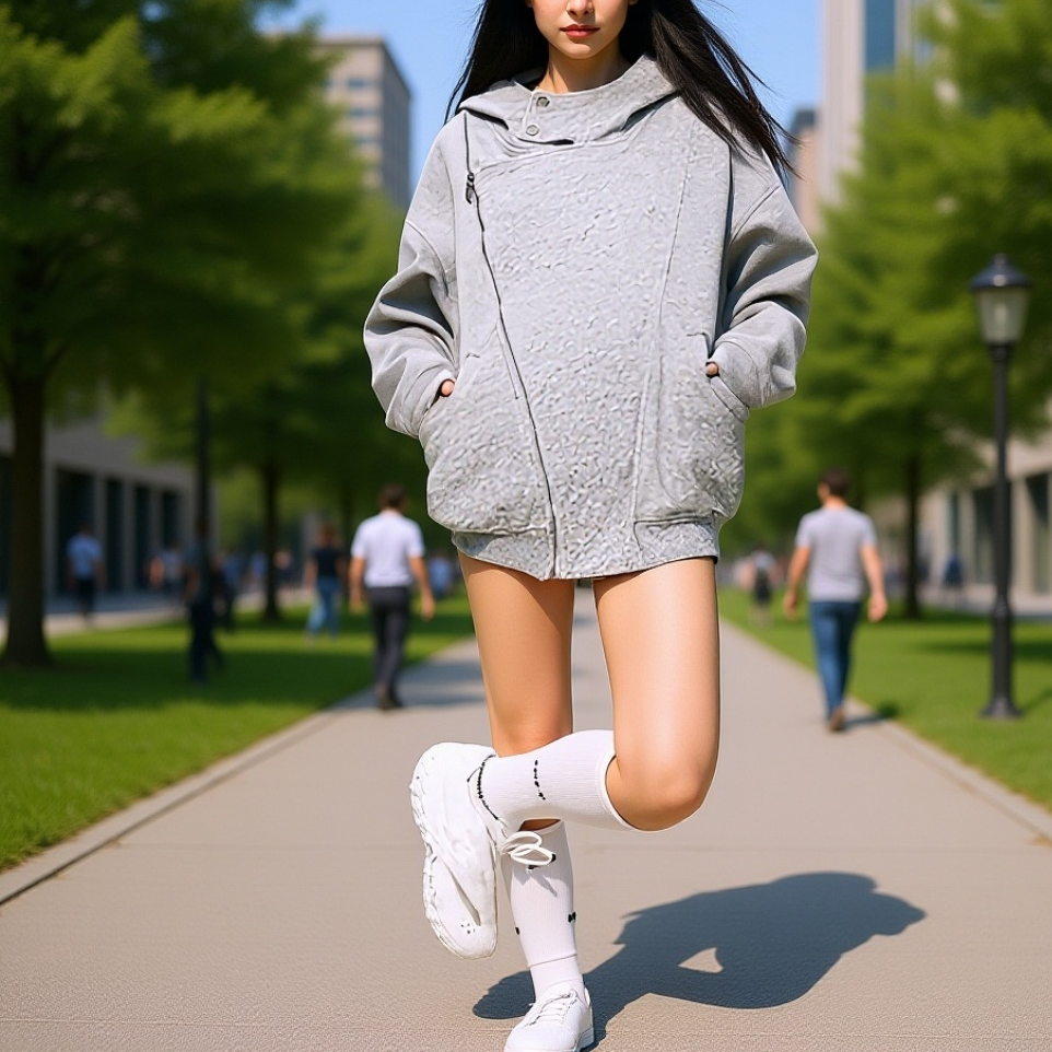 デザイン感たっぷりのアメリカ風ダブルジップパーカー ゆったりレディースカーディガン