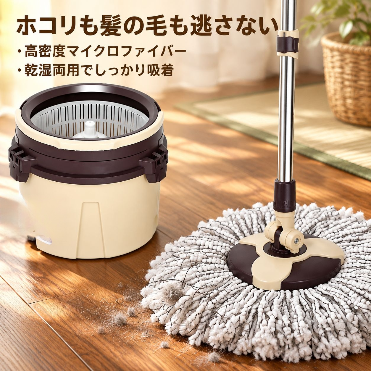シングルバケツ 回転モップ 家庭用 ハンズフリー 簡易モップバケツ 清掃用品