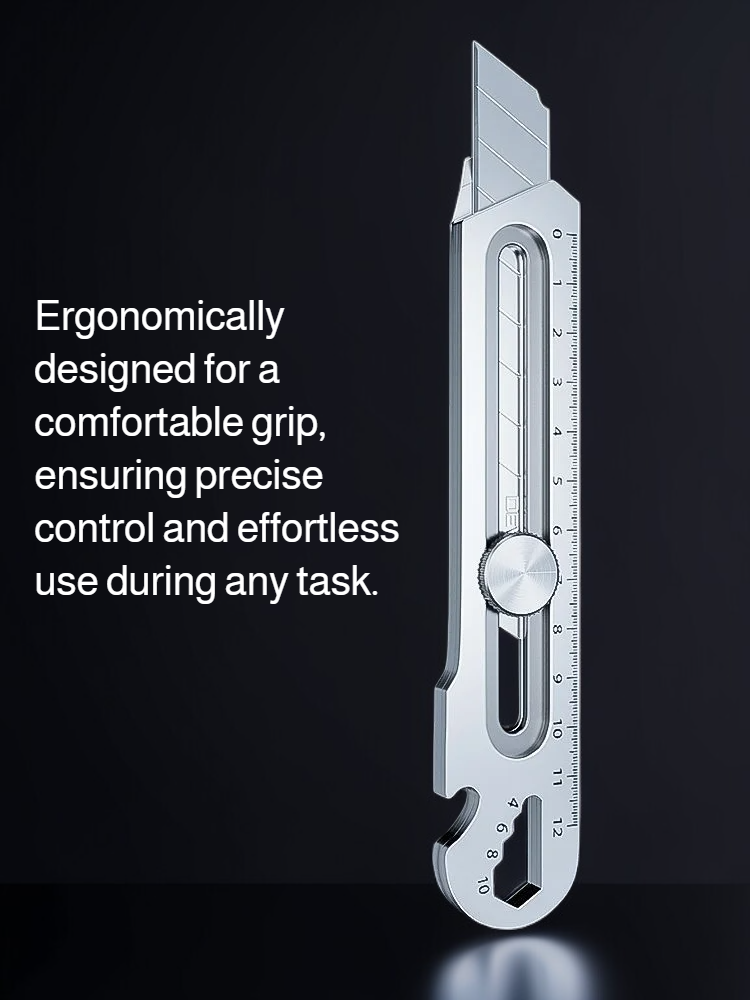 Six-in-One multifunctional stainless steel utility knife close-up