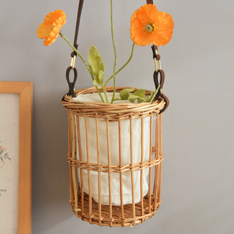 Indoor Rattan & Bamboo Woven Handheld Basket