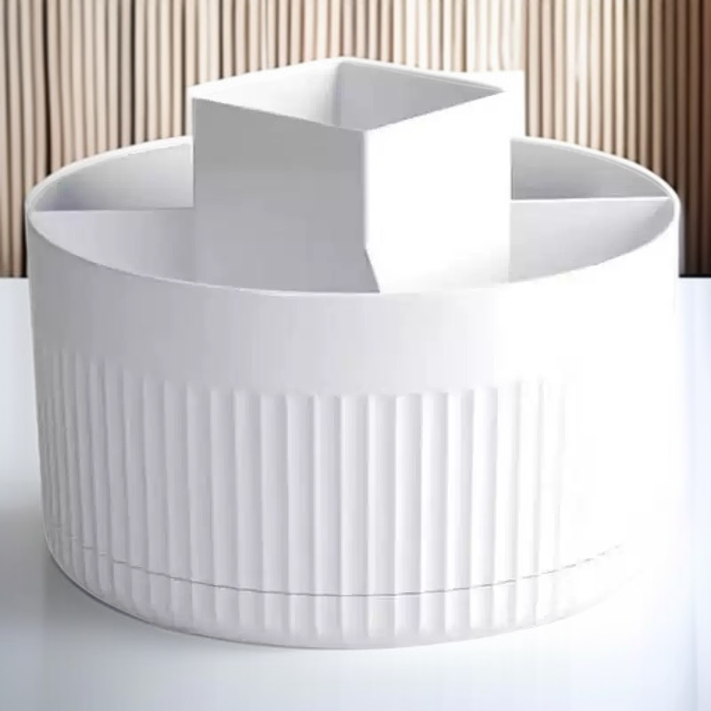 Organizador giratorio de maquillaje para escritorio, soporte para pinceles y lápices de ojos