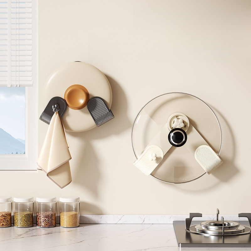 Non perforated suction cup wall mounted pot lid rack