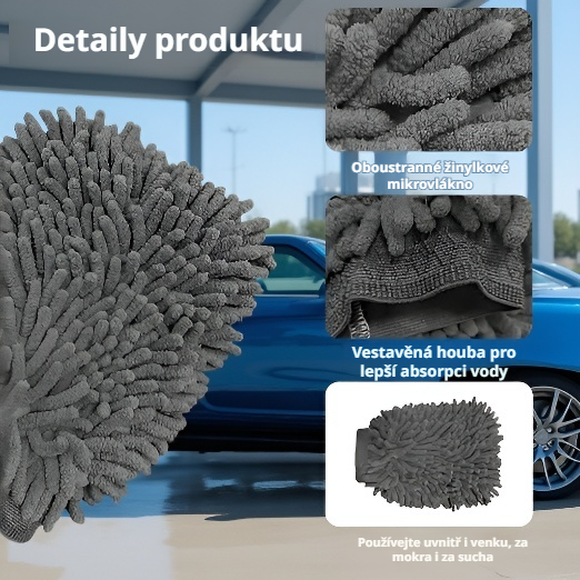 Velké zahuštěné rukavice na mytí auta s podšívkou