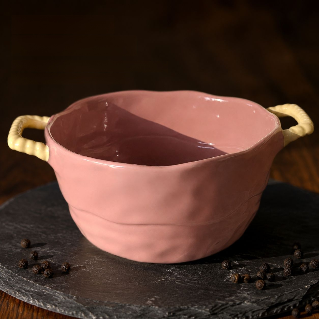Large Ceramic Double-Handle Soup and Noodle Bowl