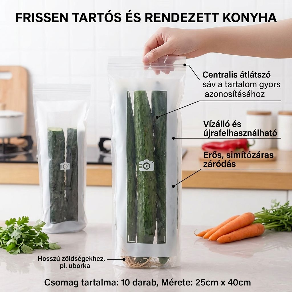 Vastag, bordázott, önzáró élelmiszertasak