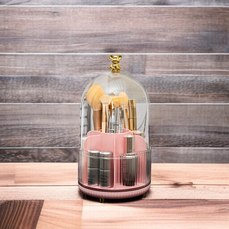 漫画クマのアイブロウペンシルホルダー回転式化粧品収納ボックスコンパートメント口紅防塵デスクトップドレッシングテーブル収納チューブ