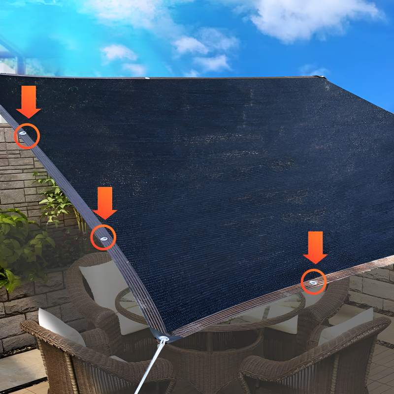 庭院用厚手黒色遮光ネット・縁取り強化・高密度穴加工