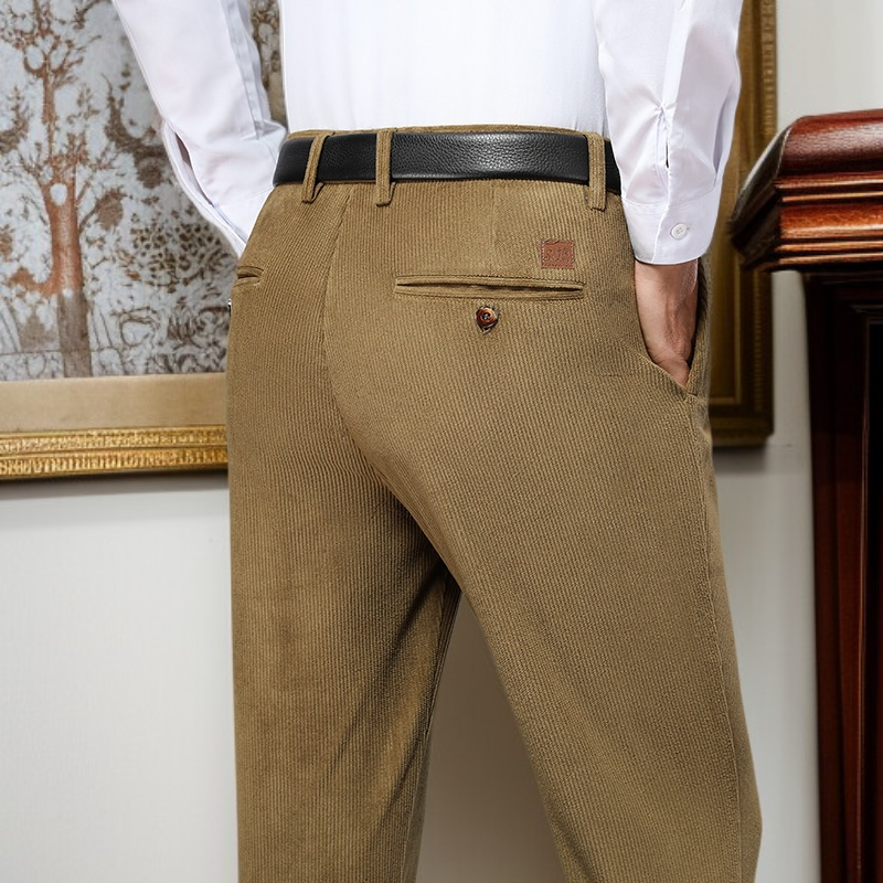 メンズゆったり棒ズボンパンツノンアイロン太いセクションストレートコーデュロイメンズパンツ