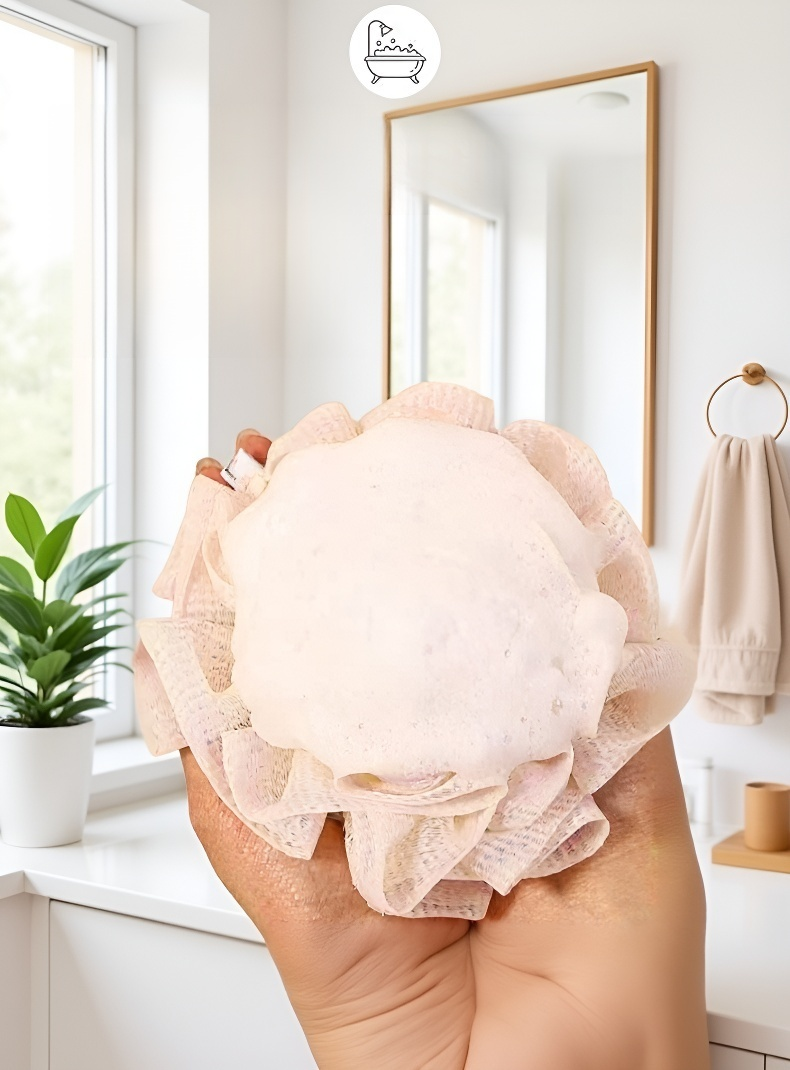 肌にやさしい素材のバススポンジ詳細