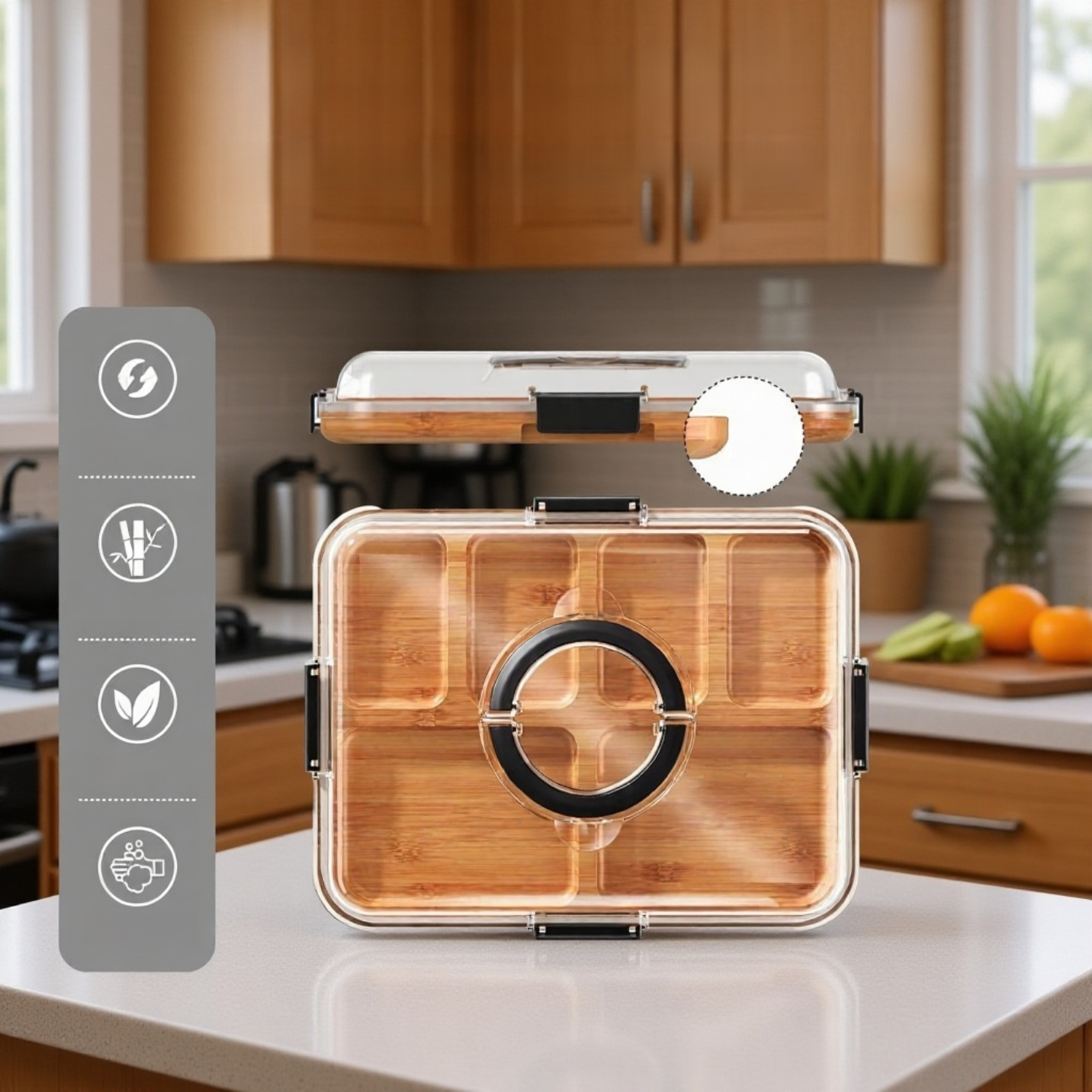 투명 커버가 있는 나무 팔레트