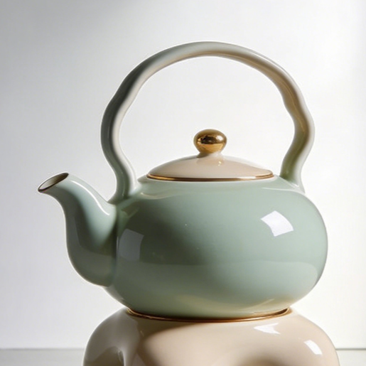 고급 세라믹 티포트 클로즈업