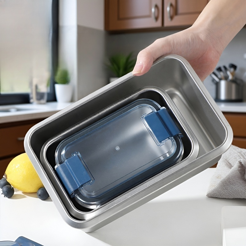 Stainless Steel 304 Heated Lunch Container with Plastic Handle and Lid – Food Storage Box