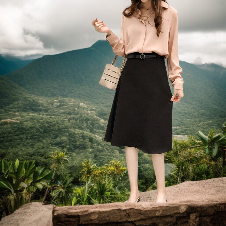 봄 한범 여 긴팔 셔츠 솔리드 이너 쉬폰 상의 봄 한범 긴팔 셔츠 이너 쉬폰 셔츠