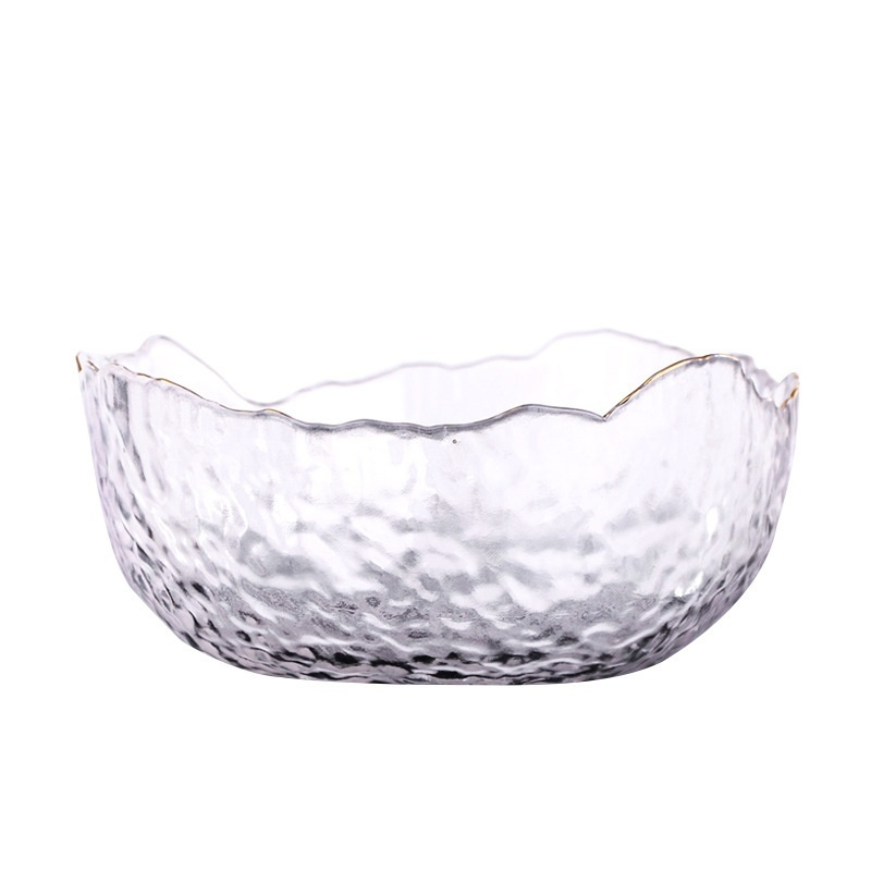金邊錘紋玻璃沙拉碗水果盤