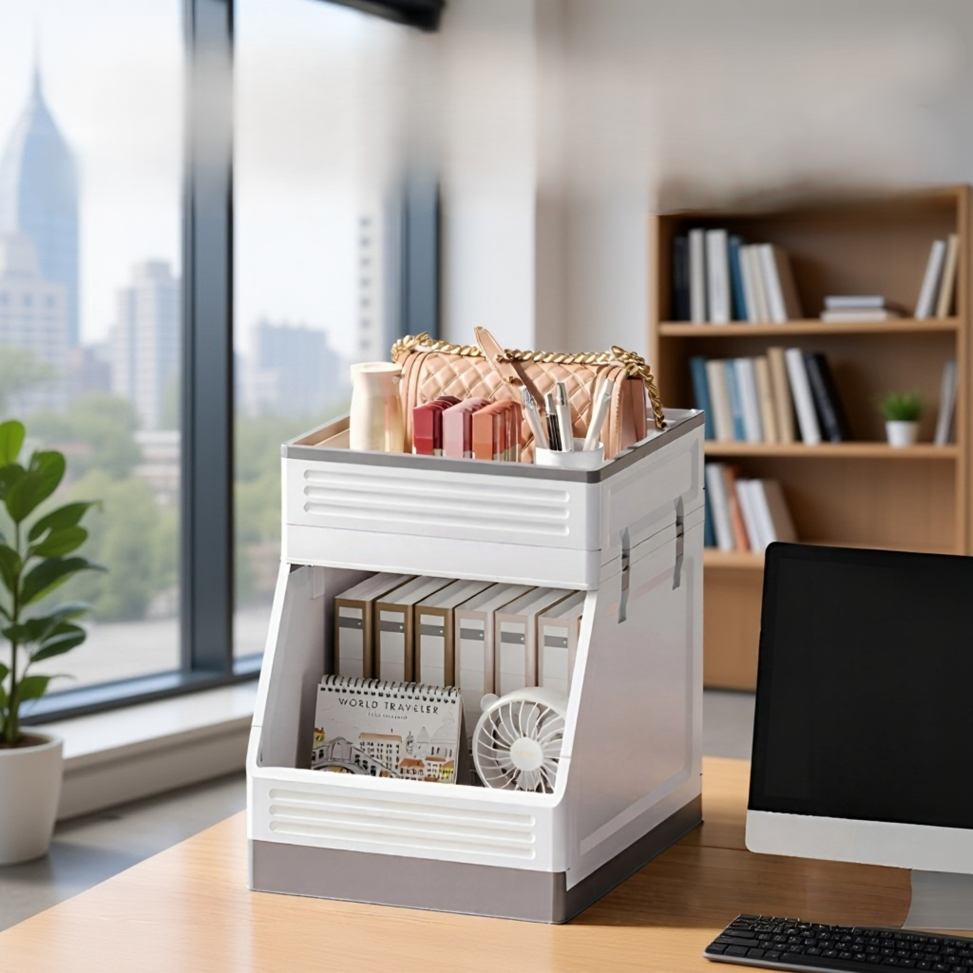 Faltbares Lagerregal unter dem Schreibtisch, Aufbewahrungsregal für Aktentaschen am Arbeitsplatz, do