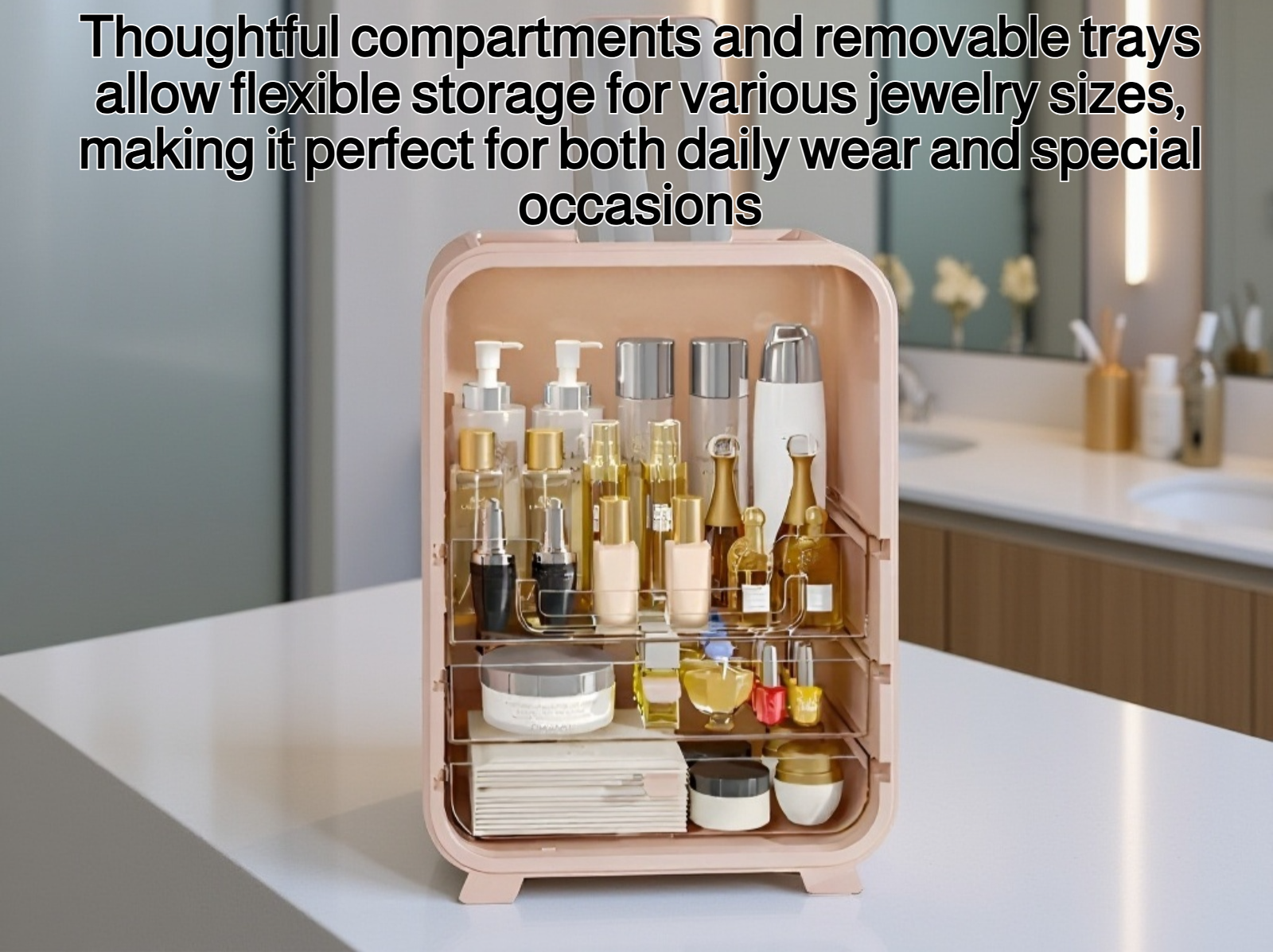 Elegant jewelry organizer for rings, necklaces, and earrings