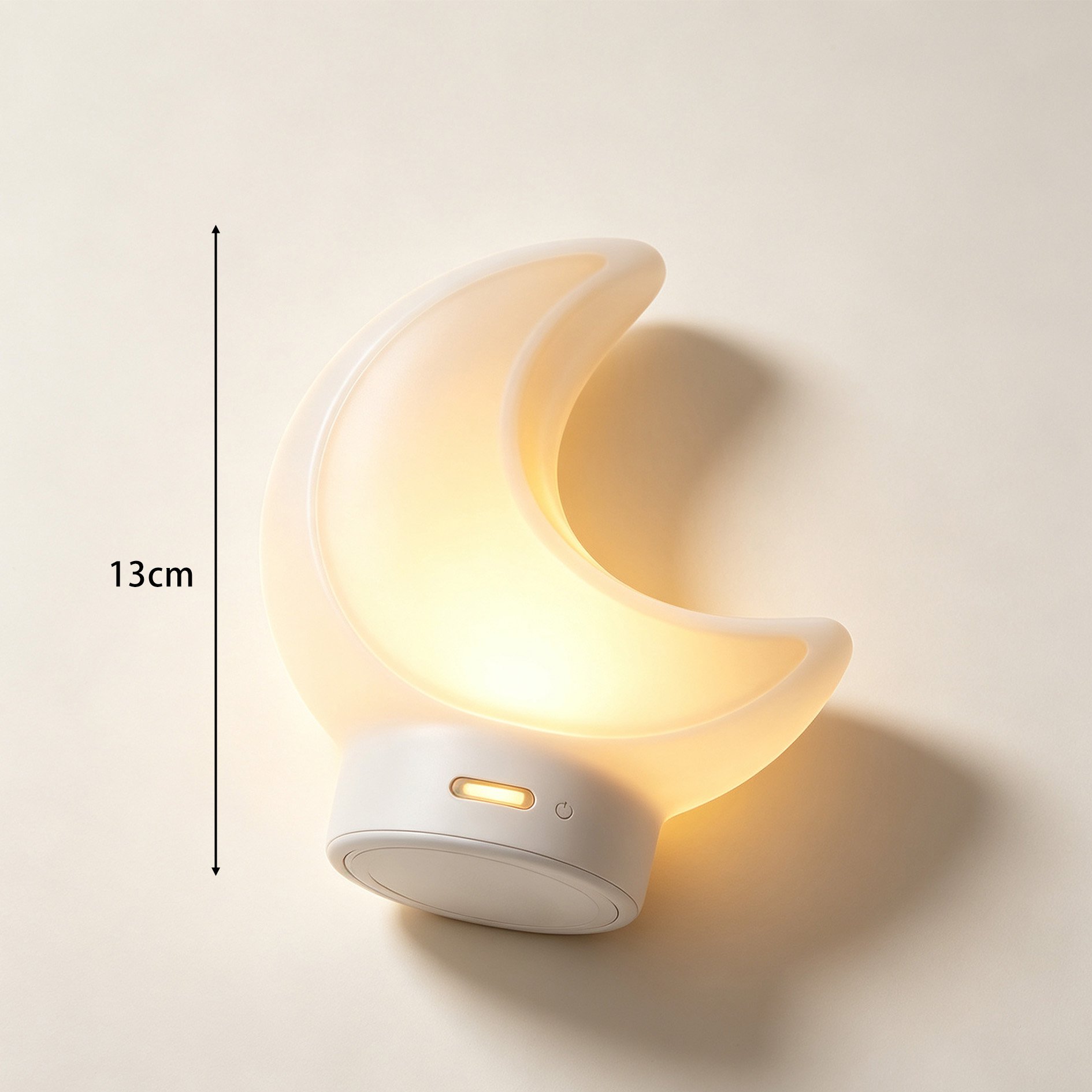 Soft ambient lighting from crescent-shaped lamp