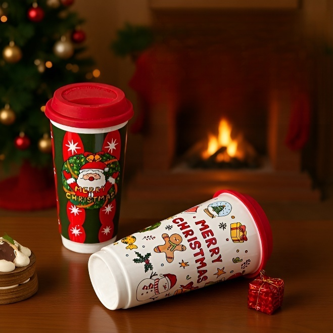 커피를 담은 세라믹 머그 이미지