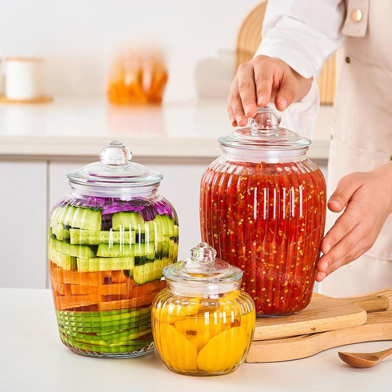 Large-capacity thickened glass airtight jar