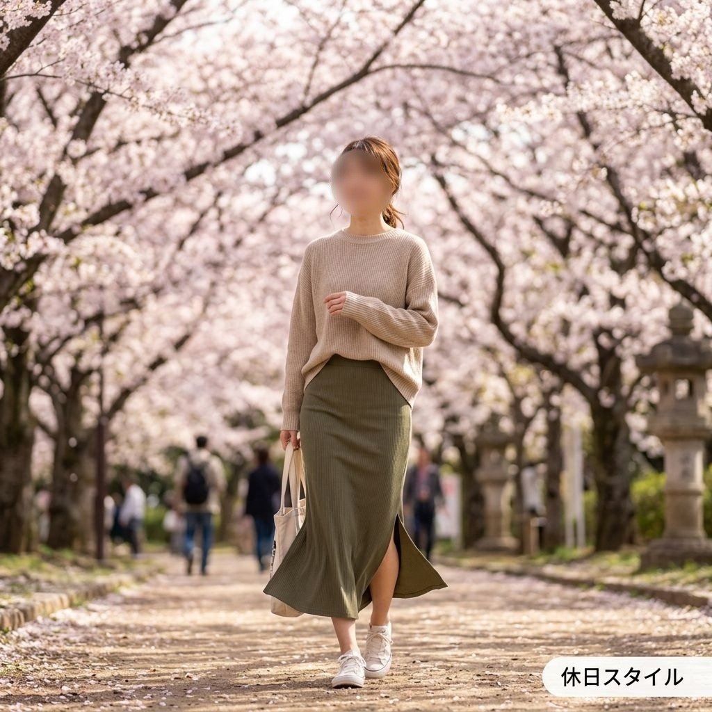 無地のミディスカート