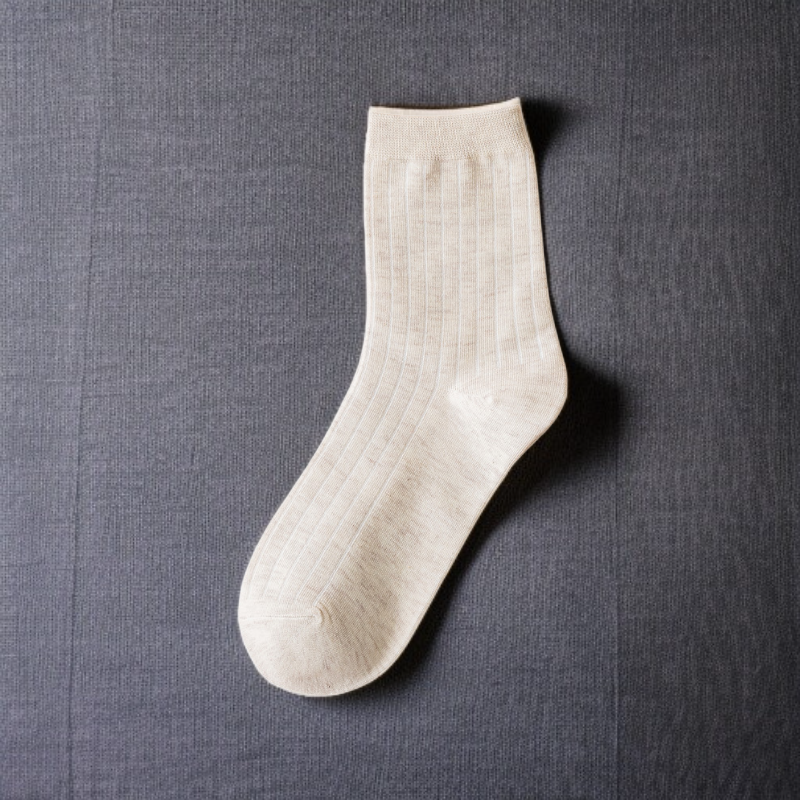 無地ストライプのミドル丈ソックス