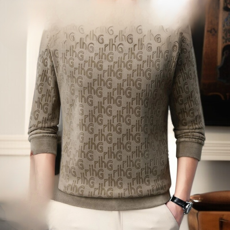 캐주얼 패션 남성 상의 자카드 라운드 긴팔 후드 기모 기모 레깅스 상의